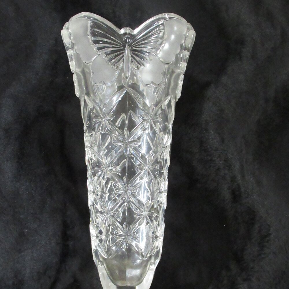 Vintage Clear Glass Butterfly Vase